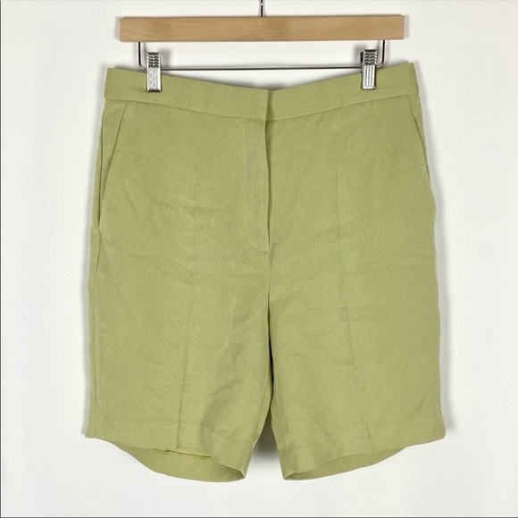 Aritzia Babaton Borna High Rise Longline Green Pleated Shorts size 10 - Picture 4 of 7